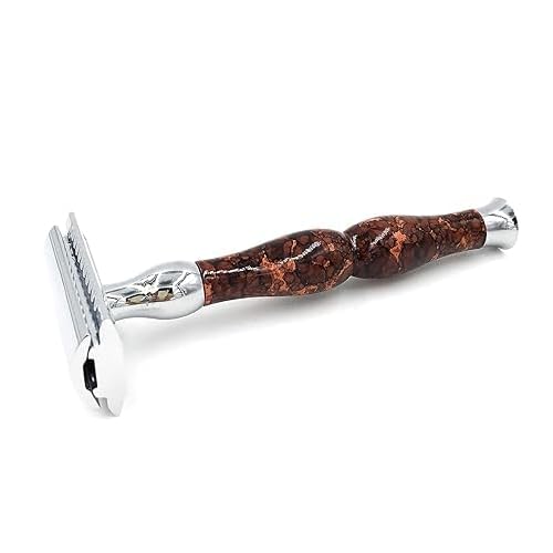 Parker, 45R Heavyweight Double Edge Safety Razor ? 3 Piece Design with 4 Inch Handle - Solid Brass Frame for Durability ?5 Parker Double Edge Razor Blades included