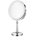 Lighted Makeup Mirror, 9" Rechargeable Vanity Mirror with Lights, Double-Sided 1X/10X Magnification, 3 Color Lights, Brightness Adjustable, 360¡Æ Rotation