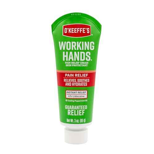 O'Keeffe's Working Hands Pain Relief Cream Skin Protectant with 4% Lidocaine and Cooling Peppermint Oil for Instant Relief from Pain, Itching, Irritation and Dryness, 3oz Tube