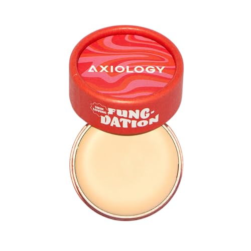 Axiology Fungdation Mushroom Foundation Face Makeup Creamy Wrinkle Defying Minimize Fine Lines Infused with Reishi Deep Hydration Natural Youthful Look Light to Medium Coverage 11.3g (Shade 1)