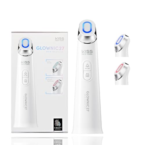 KISS NEW YORK GLOWNIC27 Facial Beauty Device, Microcurrent Glass Glow Skin Booster for Enhancing Korean Skin Care Absorption and Ability to Lift, Improves Hydration Barrier, Elasticity, Even Tone