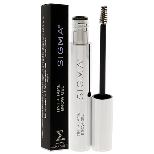 Sigma Beauty Tint + Tame Medium Brow Gel – Finest Brow Tint and Shaping Gel for Filling, Grooming, & Shaping Brows - For Natural, Feathered Brows (Neutral Brown Brow Gel for Universal Brunette Hair)