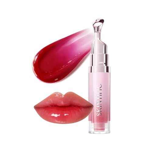 Hydrating Brightening Lip Serum, Smooth Tinted Lip Stain, Plumping Lip Gloss with Polypeptide Squalane, Moisturizing Balms, Brighten Dark Lips, Korean Beauty Makeup (06 Cherry Red)