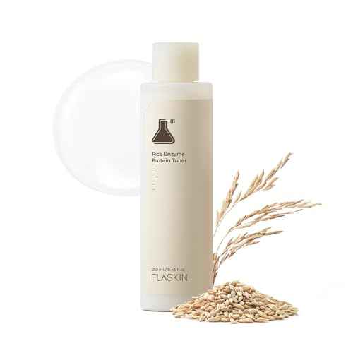 FLASKIN Milky Toner | Rice Enzyme Protein Toner | Skin Barrier Support, Hydration, Glow, Brightening | Oat and Rice Extract, Ceramide, Niacinamide | Dry, Flaky Skin | Korean Skincare | 8.5 fl.oz.
