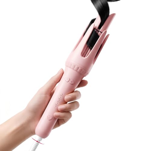 Automatic 1.25" Curling Iron - Pink, 4 Heat Settings, Dual Voltage