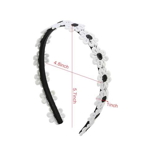 Totelux Flower Headband Black Embroidery Daisy Hair Bands Cute Flowers Hair Accessories for Women Girls Spring Birthday Party Supplies