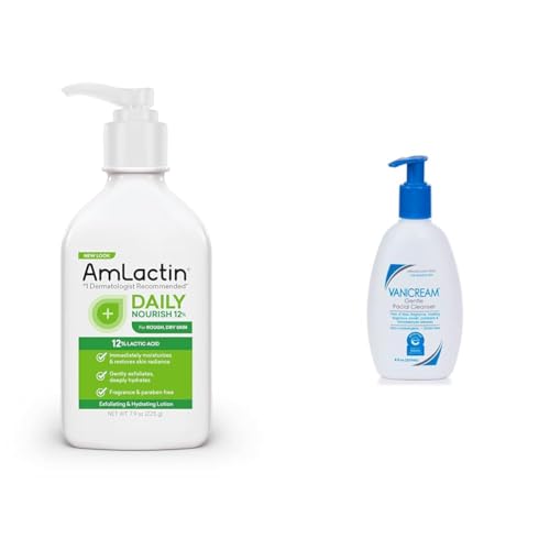 AmLactin Daily Moisturizing Lotion 7.9 oz and Vanicream Gentle Facial Cleanser 8 fl oz Skin Care Bundle