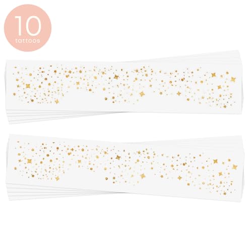 GALACTIC GOLD FACE FRECKLES set of 10 premium festival waterproof temporary metallic gold foil face Flash Tattoos | gold freckles, gold star tattoo, face shimmer, freckles, festival tattoo