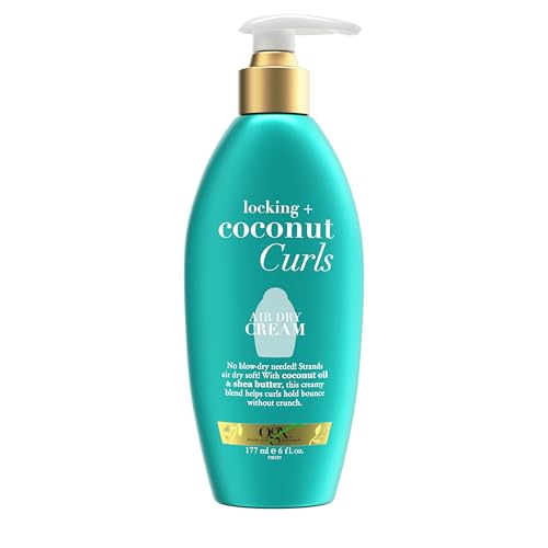 OGX Locking + Coconut Curls Air Dry Cream - Frizz-Control Hair Cream, 6 oz