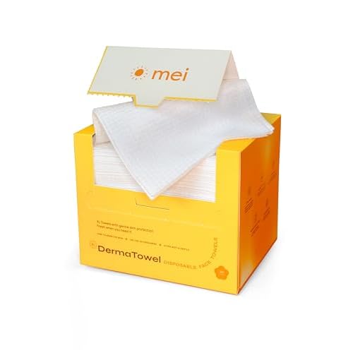 Mei Apothecary XL DermaTowel Disposable Face Towels, 50 Count Facial Cloths for Washing Face & Makeup Removal, 10x12"