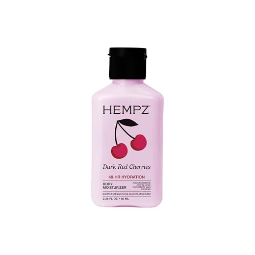 Hempz Mini Cherry Lotion, Ultra Hydrating Moisturizer for Body and Hands, Dark Red Cherries, travel friendly 2.25 oz.