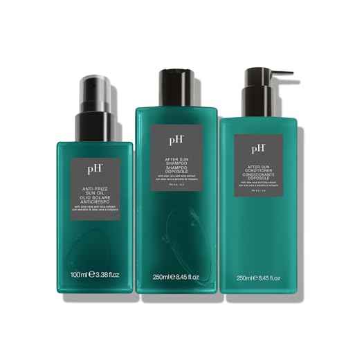 pH PURE HAIR Laboratories Ultimate Summer Hair Care Essentials: Shampoo Conditioner & Anti-Frizz Oil for Sun, Salt & Chlorine, Hydrates & Repairs with Aloe Vera & Tulip Extract (8.45+8.45+3.38 fl oz)