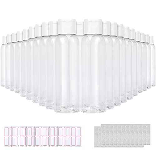 Trendbox 4oz Clear Plastic Empty Bottles with Flip Cap -BPA-Free Travel Containers for Shampoo, Lotions, Liquid Body Soap and Massage Oils - 80 Pack