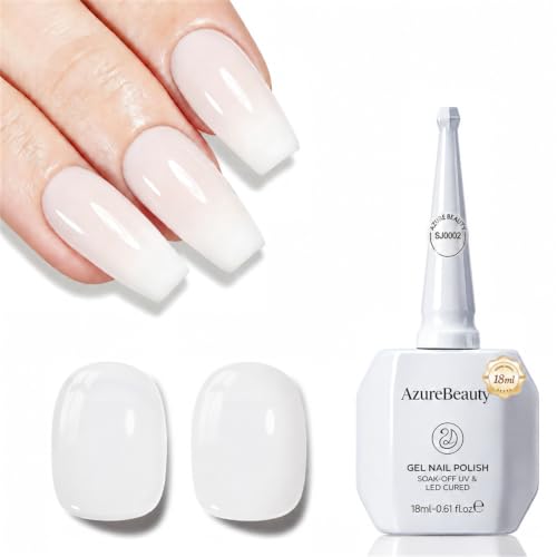 AzureBeauty Milky White Gel Nail Polish 18ML - Natural & Buildable Sheer Finish
