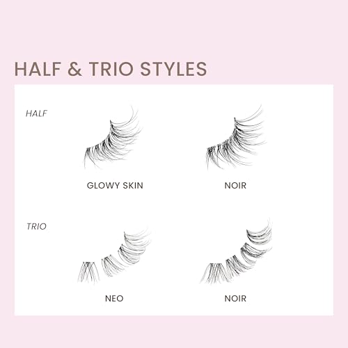 KISS The New Natural False Eyelashes, Easy to Apply, Reusable Fake Lashes, Cruelty Free, Includes 24 Short & Medium Length (12mm-16mm) Natural Volume Trio Lash Clusters - Style ¡®Noir¡¯ (Pack of 3)