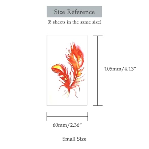 8 Pieces Small Cute Wrist Women Peacock Green Blue Pink Red Feather Rainbow Arrow Temporary Tattoo