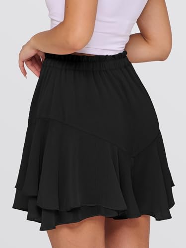 Caracilia Women's Boho Floral Ruffle Skorts - Casual Summer Mini