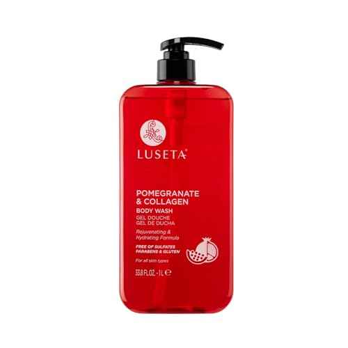 Luseta Pomegranate & Collagen Body Wash Rejuvenating Shower Gel Body Cleanser for All Skin Types Moisturizing and Hydrating Dry Skin 33.8oz