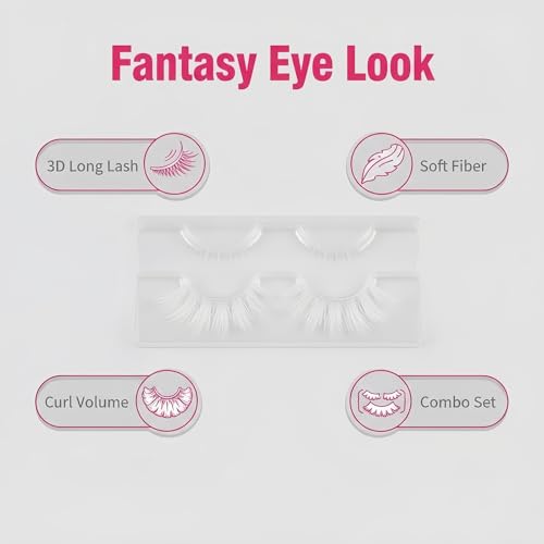 White Anime False Eyelashes - 2 Pairs Fluffy Lashes
