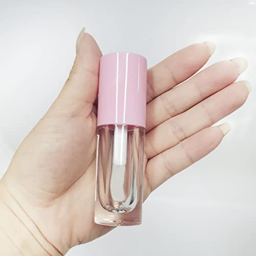 COSIDEA 14pcs Empty 6ml big doe foot wand Chunky lip gloss tubes for DIY lipgloss,Pink round lipgloss containers tubes with thick wand (Pink)