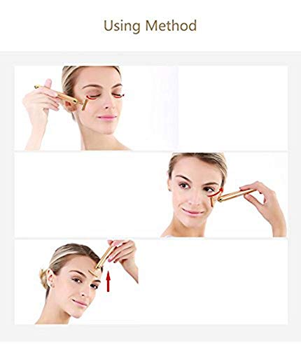 24K Gold T-Shape Facial Massager Electric Vibration Face Lift