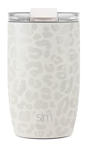 Simple Modern Travel Coffee Mug Tumbler with Flip Lid | Reusable Insulated Stainless Steel Cold Brew Iced Coffee Cup Thermos | Gifts for Women Men Him Her | Voyager Collection | 12oz | Cream Leopard