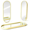 3-Piece Wall Mirror Set with Gold Frame, 12x4.7 inches