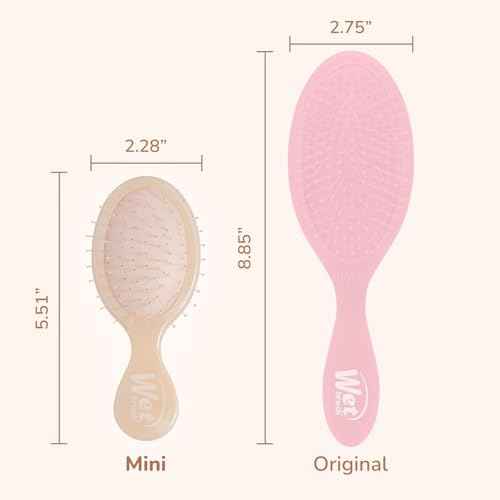 Wet Brush Mini Detangler Hair Brush, Cream (Iridescence Icon), Detangling Travel Hairbrush, Ultra-Soft IntelliFlex Bristles Glide Through Tangles with Ease, Pain-Free, All Hair Types, Limited Edition