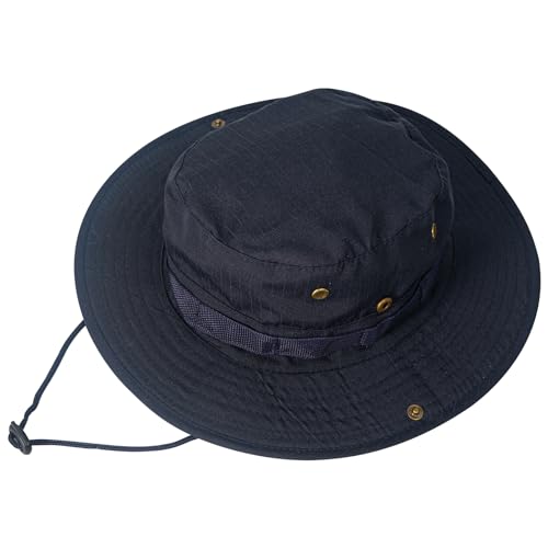 Sun Hats for Men Women Bucket Hat UPF 50+ Boonie Hat Foldable UV Protection Hiking Beach Fishing Summer Safari(1pack-Navy)