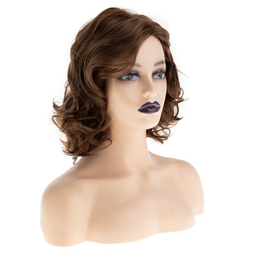 Short Brown Wavy Wig | Heat Resistant Synthetic Bob Curly