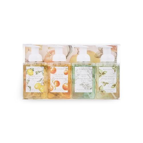 Set of 4 480ml Rectangle Foaming Soaps - Lemon Leaf, Sun Picked Orange, Eucalyptus Mint, and Fresh Basil