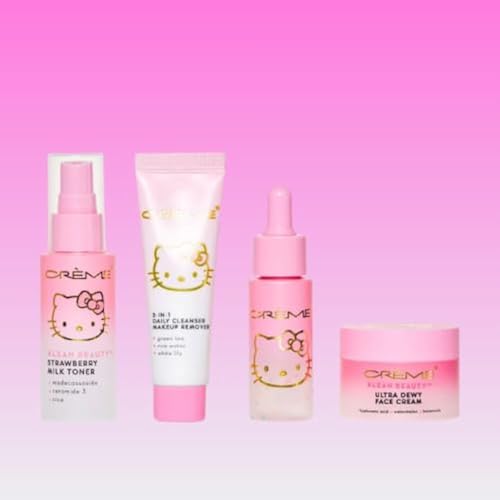 THE CR?ME SHOP X HELLO KITTY SKINCARE ESSENTIALS - KLEAN BEAUTY¢â 4PC TRAVEL BAG SET