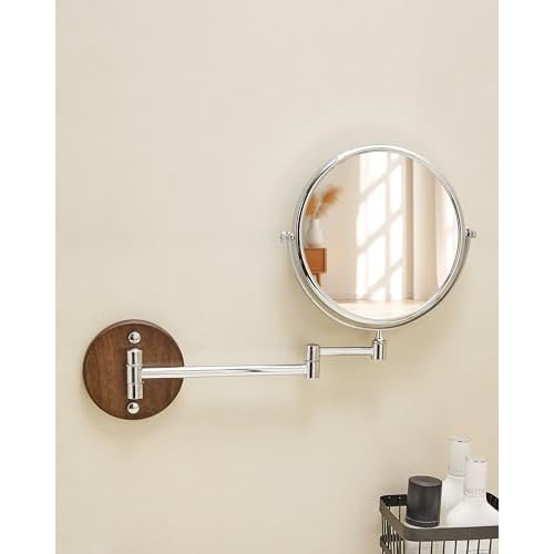 Wall Mounted Makeup Mirror - 10x Magnification 8'' Two-Sided Swivel Extendable Bathroom Mirror Chrome Finish£¬Extended Arm 360 Rotation Wall Mounted Makeup Mirror