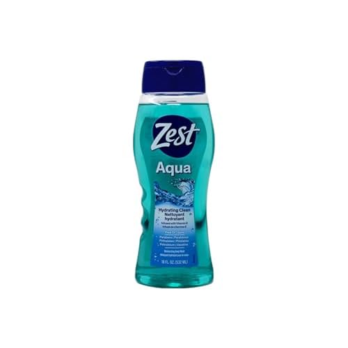 Zest Hydrating Body Wash - Aqua - Moisturizing Body Wash for Men and Women - Bath Soap with Vitamin E - Gentle Paraben Free Formula - 18 oz.