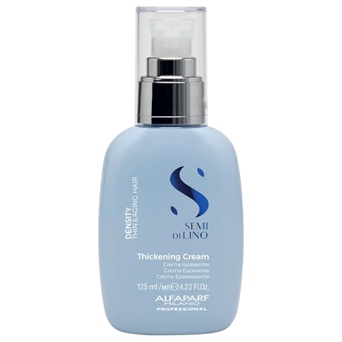 Alfaparf Milano Semi di Lino Density Thickening Cream for Thin Hair - Thermal Protection - Builds Body, Plumps Hair - Volumizing Hair Product ? Revitalized, Youthful, Thicker Hair - Vegan (4.23 Oz)