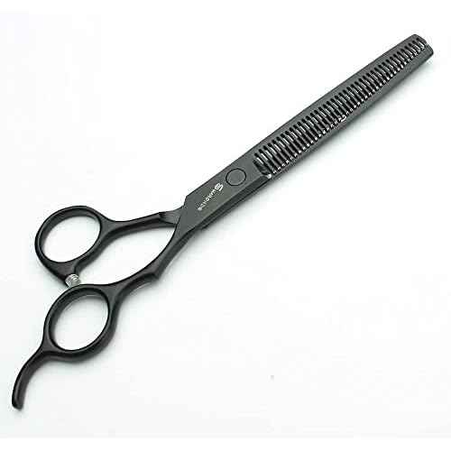 SHARONDS 440C Hair Cutting Scissors Set, Hair Scissors, Thinning Scissors, 6 Inch / 7 Inch Black (7 Inches, 2 Pieces)