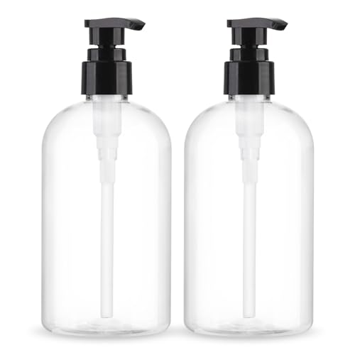 300ml Empty Pump Bottles 2 Pack Clear Plastic Dispenser