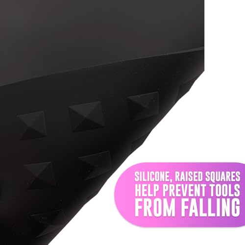 Colortrak Heat-Resistant Styling Station Mat, Silicone Mat Prevents Work Surfaces from Heat Damage of Styling Tools, Prevent Tool from Falling or Slipping, Black, 9 x 11 inches (Pack of 2)