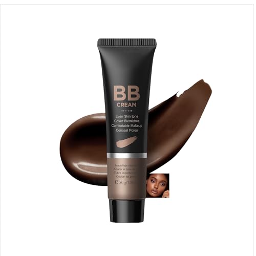 Hydrating BB Cream Foundation & Concealer for Women - Full Coverage, Oil Control, Natural Finish (Chocolate 420)