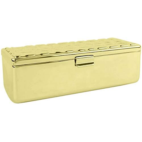 Stephanie Imports Set of 2 Rectangular Vintage Lipstick Cases With Glass Mirror (Gold Drops)