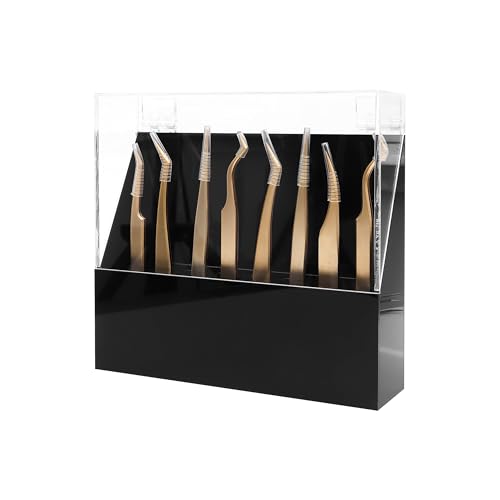 Tweezers Storage Box 8 Holes Holder Lash Tweezers Storage for Eyelash Extensions Eyelash Professional(Black,Only the Box)