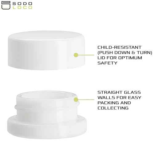 (200 Pack) 9ml Thick White Glass Jars with White Child Resistant Lids - UV Resistant - Storage for Oil, Wax, Lip Balm, Cosmetics - Child Proof Container