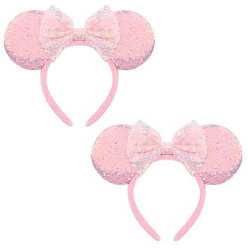Mouse Ears Headbands with Bow Minnie Ears Cosplay Costume Hair Accessories for Women Girls Birthday Party Decoration