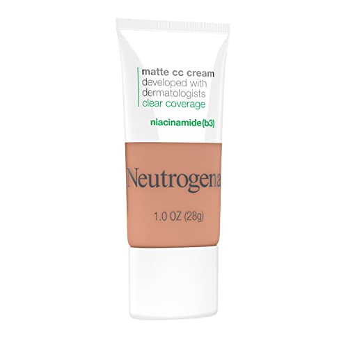 Neutrogena Clear Coverage Flawless Matte CC Cream, Full-Coverage Color Correcting Cream Face Makeup with Niacinamide (b3), Hypoallergenic, Oil Free & Fragrance Free, Fawn, 1 oz