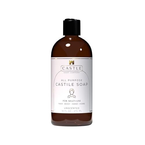 Castile Soap Liquid Unscented 16 Oz - All Purpose Liquid Castile Soap Unscented Gentle Cleanser For Hair Body Wash Hand Wash Home Nourishing Formula Gentle on Skin For All Ages Daily Care