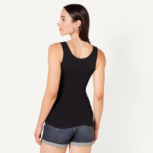 Amazon Essentials Women's Slim-Fit Ribbed Tank Top, Pack of 2 – Black/Olive, Medium