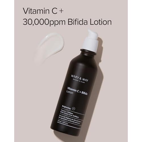 Mary&May Vitamin C+ Bifida Lotion - Nourishing Face Lotion for Evens Skin Tone and Moisturization - 30,000ppm Bifida Fermentation with 1,000ppm Vitamin C, 4.06 fl.oz.