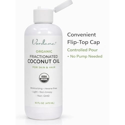 Verdana Organic Fractionated Coconut Oil for Skin & Hair ? Lightweight, Fast Absorbing Carrier Oil for Essential Oils, Body & Scalp Care ? USDA Organic, Unscented