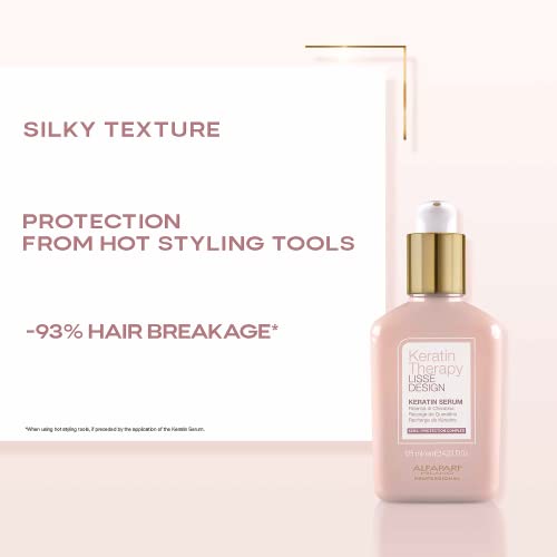 ALFAPARF MILANO Lisse Design Keratin Therapy Hair Serum - Anti-Frizz Control - Smoothing - Heat Protection and Damaged Hair Treatment - Leave-In Collagen and Keratin Protein Serum (4.23 fl oz)