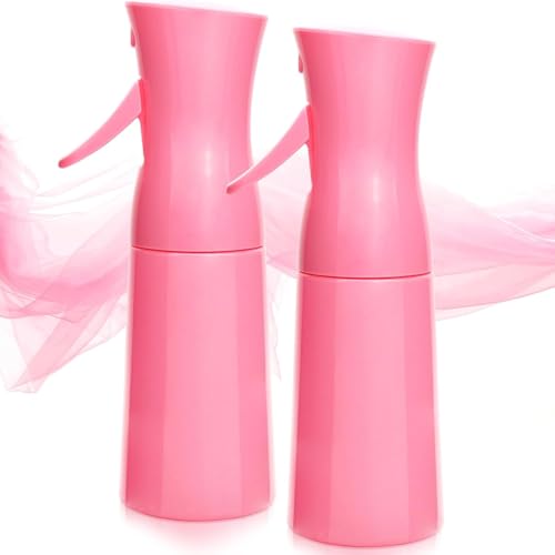 200ml Fine Mist Spray Bottle, Refillable Continuous Sprayer (Pink, 2-Pack)